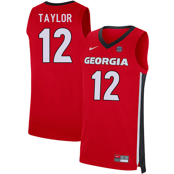 Men #12 Josh Taylor Georgia Bulldogs College Basketball Jerseys Sale-Red